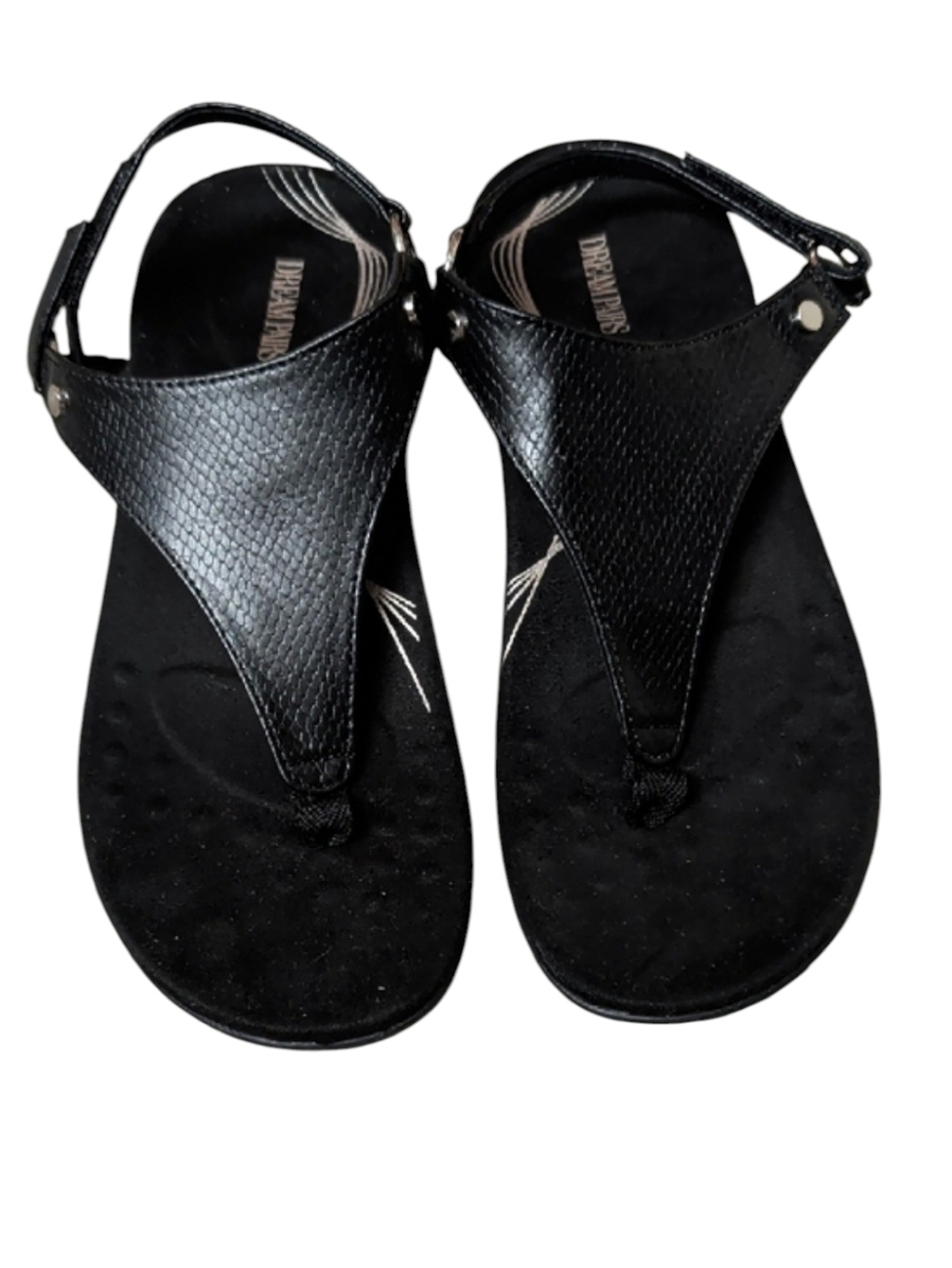 Dream Pairs Black Women's T-Strap Ankle Strap Sandals